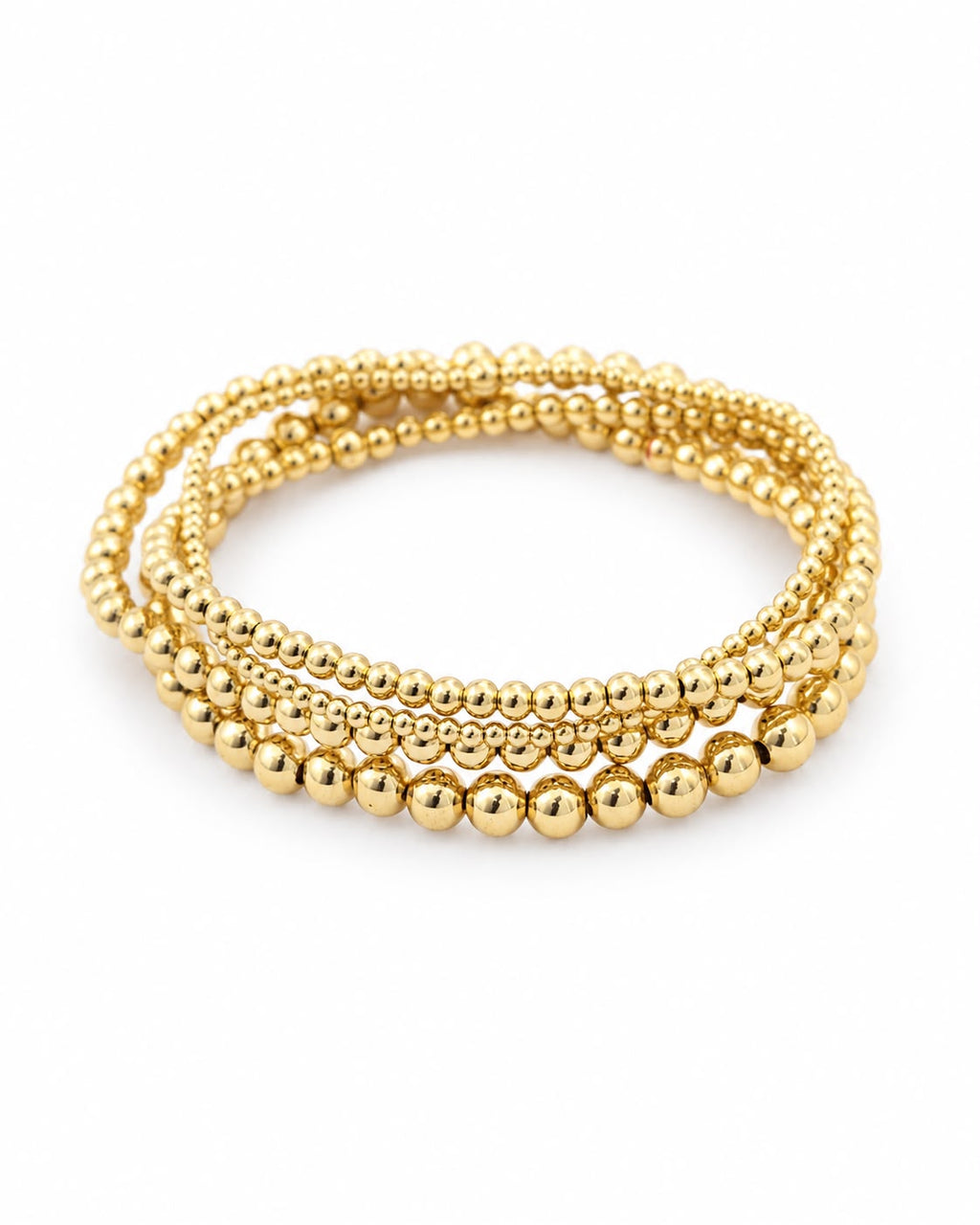 18K Gold-Plated Beaded Bracelet Stack